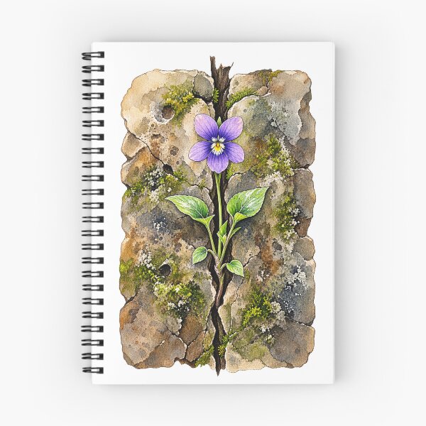 Item preview, Violet Pansy Growing Through Stone Wall – Botanical Cottagecore Nature Art | Resilience designed and sold by MrDev.