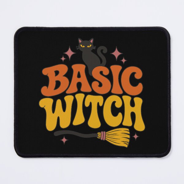 Item preview, Basic Witch Retro Groovy Lettering with Black Cat and Broom designed and sold by Uglyandcute.
