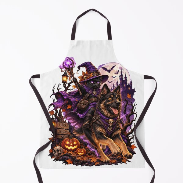 Item preview, Witch Cat Riding a Dog – Halloween Cat & Dog Fantasy designed and sold by Nexavri Art.