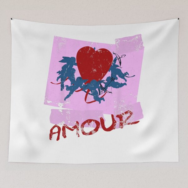 Item preview, Amour Red Heart Blue Cupids Vintage Pink Poster French Love Romantic Fan Apparel designed and sold by Sendowart.