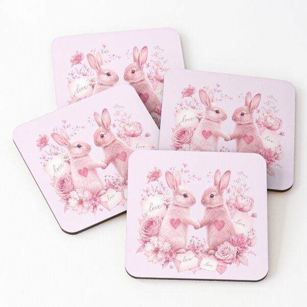 Item preview, Pink Watercolor Bunny Pair Love Illustration designed and sold by the artedivino.