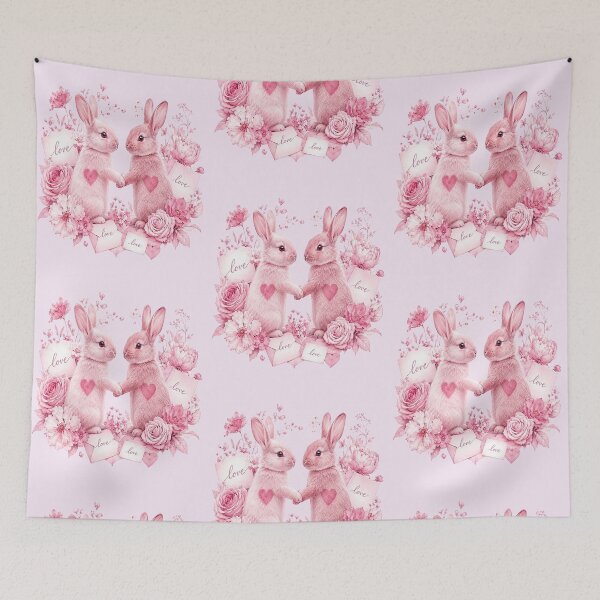 Item preview, Pink Watercolor Bunny Pair Love Illustration designed and sold by the artedivino.