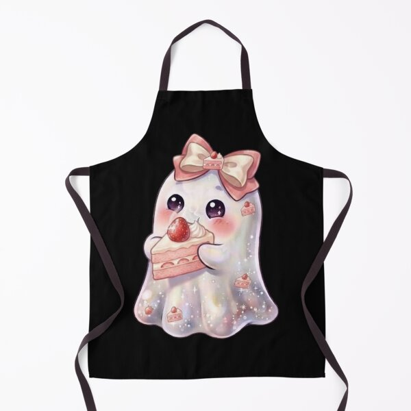 Item preview, Cute Kawaii Ghost Eating a Strawberry Shortcake Slice Design / Halloween / Birthday / Foodie / T-shirts mugs stickers phone case hardcover journal poster designed and sold by TeenLake.