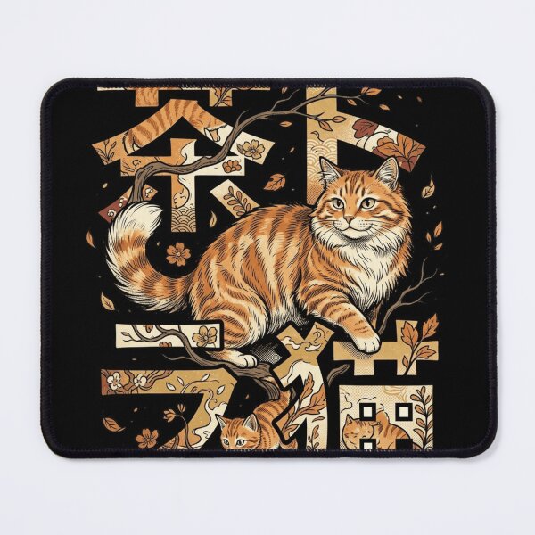 Item preview, Japanese Orange Cat Kanji Chatora Neko Woodblock Art designed and sold by mood-draftsman.