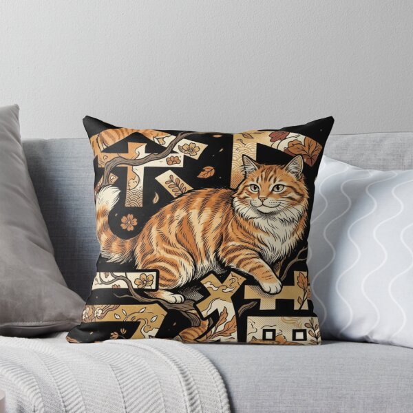 Item preview, Japanese Orange Cat Kanji Chatora Neko Woodblock Art designed and sold by mood-draftsman.