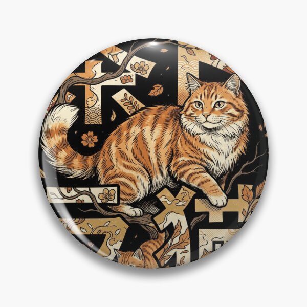 Item preview, Japanese Orange Cat Kanji Chatora Neko Woodblock Art designed and sold by mood-draftsman.