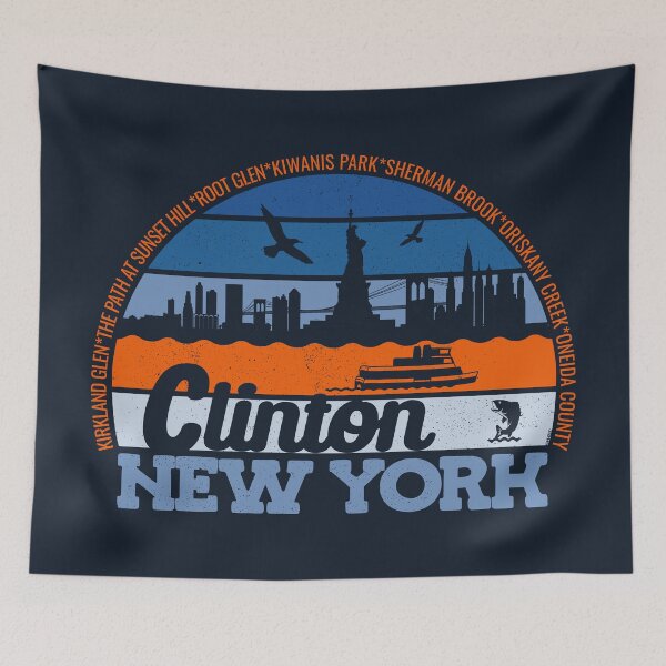 Item preview, Clinton New York Sunset Retro Vintage Local Pride Logo designed and sold by CRHPOD20.
