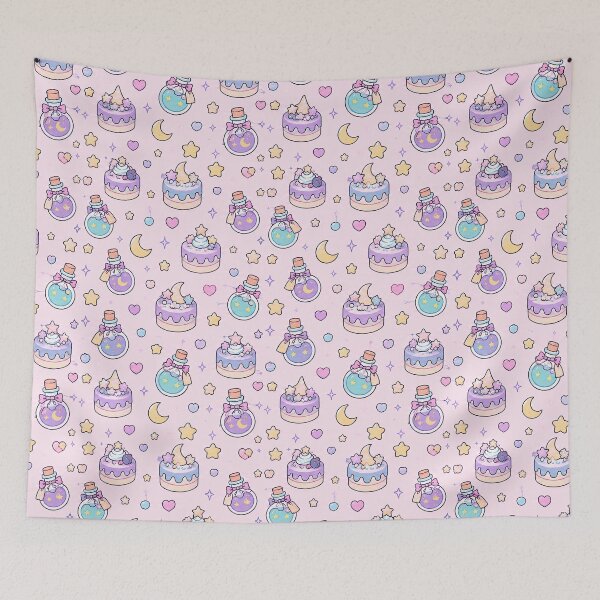 Item preview, Kawaii Moon Potion Cake Pattern designed and sold by Soft Berry Studio.