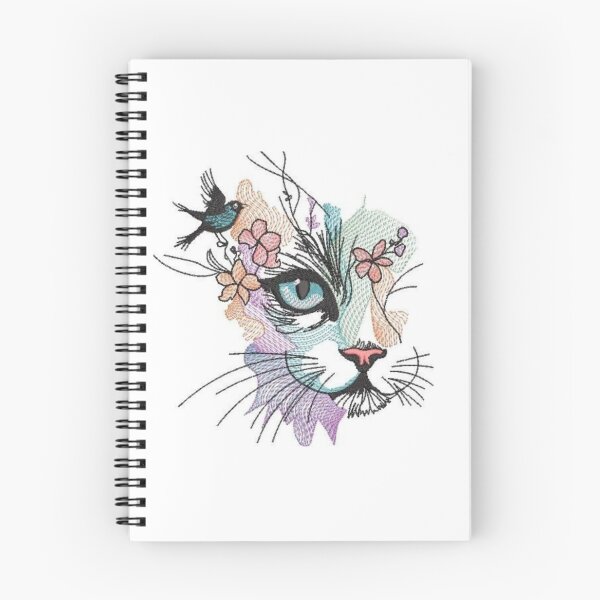 Item preview, Floral Cat and Bird Embroidery Art Graphic designed and sold by GrimNest.