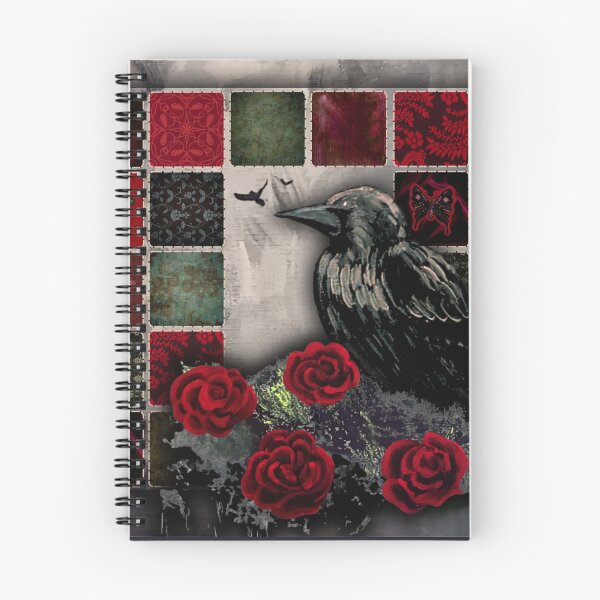 Item preview, Gothic Raven & Roses Patchwork – Dark Romantic Quilt Art designed and sold by ArtistsAtticWI.