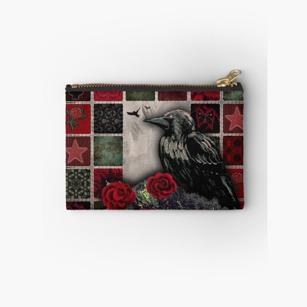 Item preview, Gothic Raven & Roses Patchwork – Dark Romantic Quilt Art designed and sold by ArtistsAtticWI.