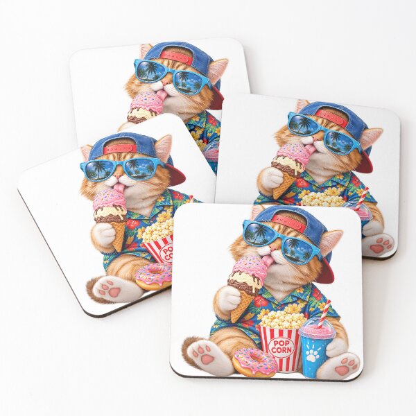 Item preview, Cool Cat Ice Cream Party – Funny Sunglasses Cat Cartoon Design designed and sold by CreativeNest Prints.