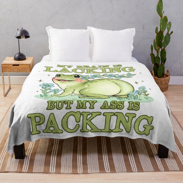 Item preview, My Brain Is Lacking But My Ass Is Packing Cute Frog Meme designed and sold by Moad Fahim.