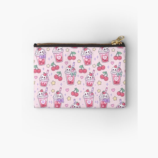 Item preview, Kawaii Skull Cherry Drink Pattern designed and sold by Soft Berry Studio.