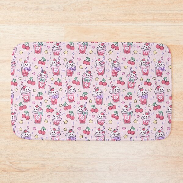 Item preview, Kawaii Skull Cherry Drink Pattern designed and sold by Soft Berry Studio.