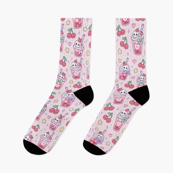Item preview, Kawaii Skull Cherry Drink Pattern designed and sold by Soft Berry Studio.