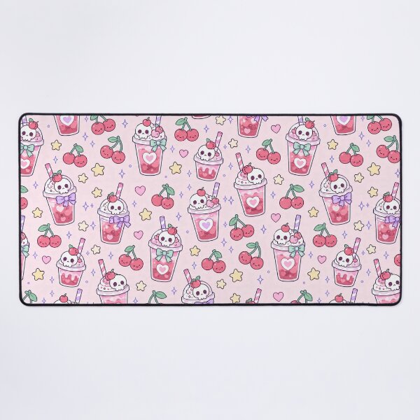Item preview, Kawaii Skull Cherry Drink Pattern designed and sold by Soft Berry Studio.