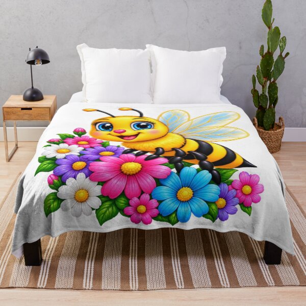 Item preview, Cute Bumblebee & Colorful Flowers – Adorable Bee T-Shirt Design designed and sold by Design Sounds Studio.