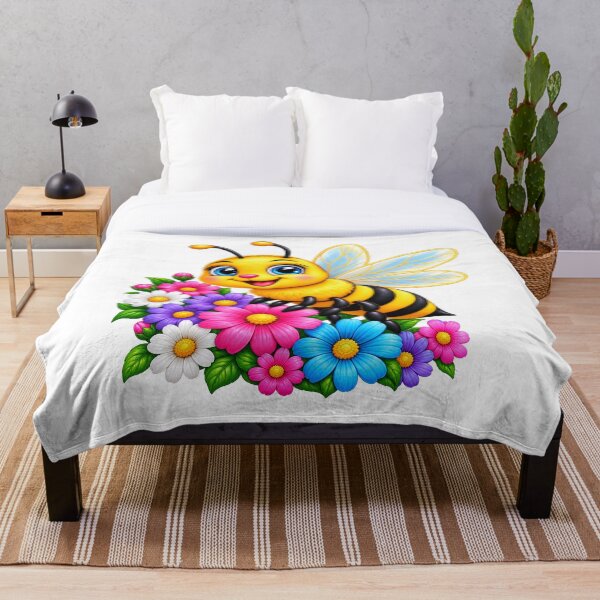 Item preview, Cute Bumblebee & Colorful Flowers – Adorable Bee T-Shirt Design designed and sold by Design Sounds Studio.