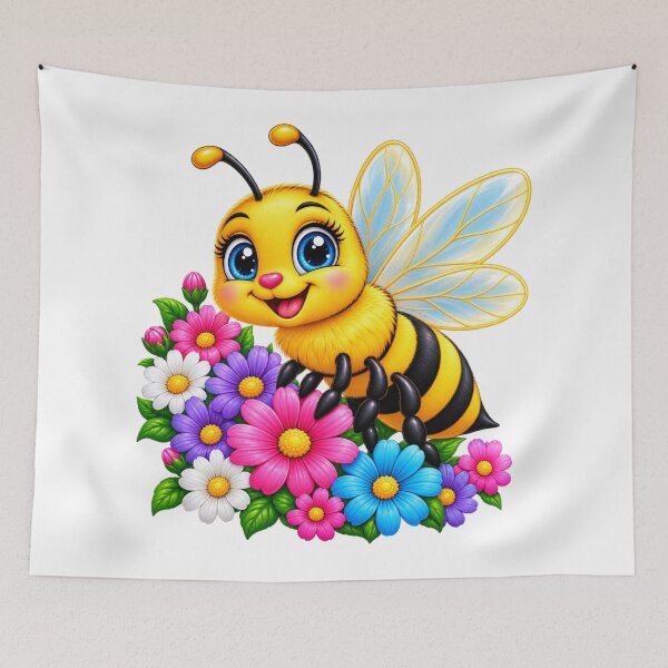 Item preview, Cute Bumblebee & Colorful Flowers – Adorable Bee T-Shirt Design designed and sold by Design Sounds Studio.