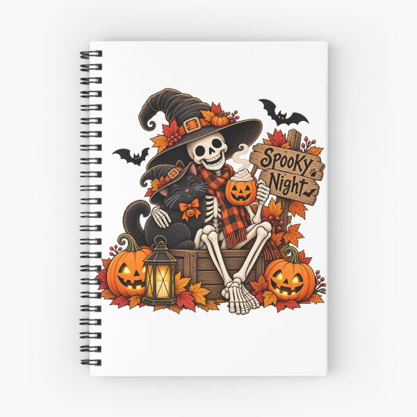 Item preview, Cozy Spooky Night Skeleton and Black Cat designed and sold by Livanty.