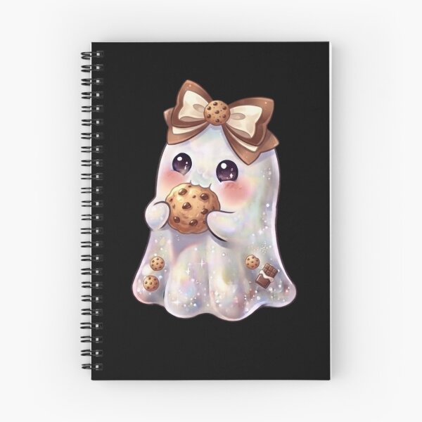 Item preview, Cute Kawaii Ghost Eating a Chocolate Chip Cookie Design / Halloween / Baking / Ghosts / Foodie / T-shirts mugs stickers phone case hardcover journal poster designed and sold by TeenLake.