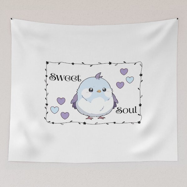Item preview, Cute Kawaii Blue Bird Quote - Round Heart Sticker designed and sold by Rehnair.