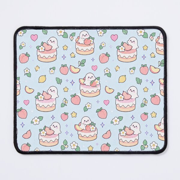 Item preview, Kawaii Ghost Peach Cake Pattern designed and sold by Soft Berry Studio.