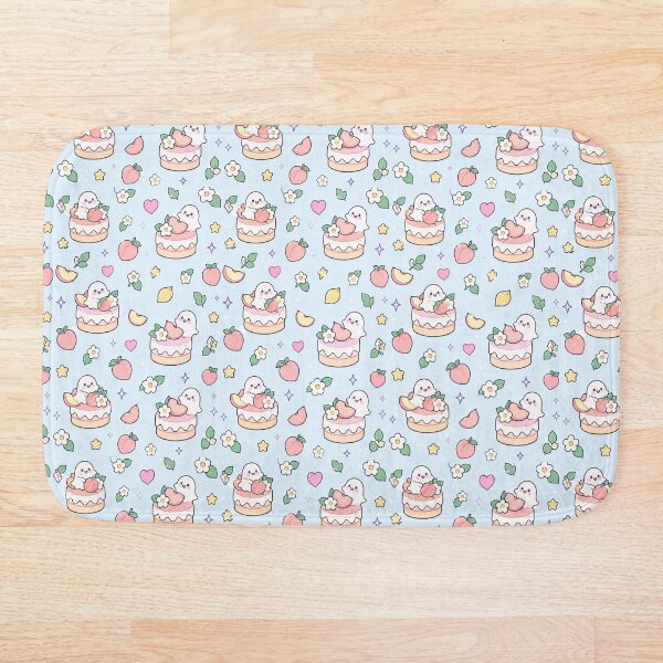 Item preview, Kawaii Ghost Peach Cake Pattern designed and sold by Soft Berry Studio.