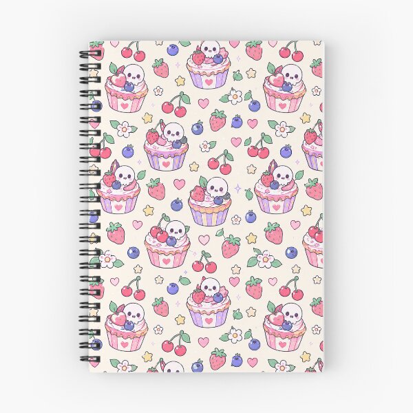 Item preview, Kawaii Skull Berry Cupcake Pattern designed and sold by Soft Berry Studio.
