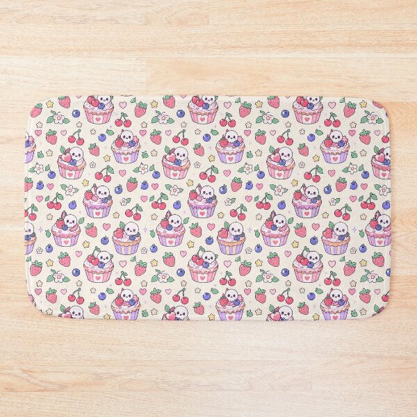 Item preview, Kawaii Skull Berry Cupcake Pattern designed and sold by Soft Berry Studio.