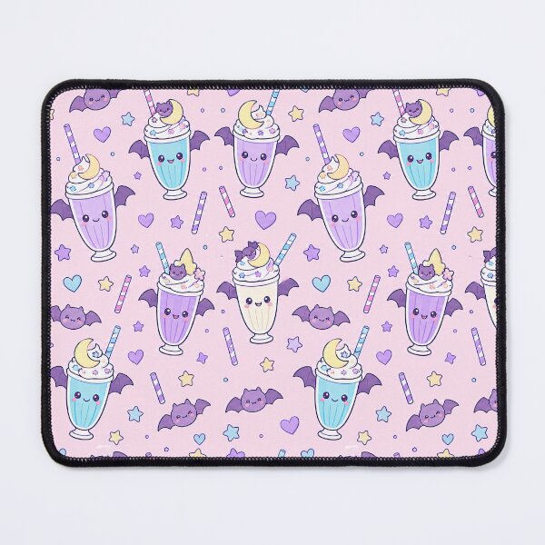 Item preview, Kawaii Bat Moon Milkshake Pattern designed and sold by Soft Berry Studio.