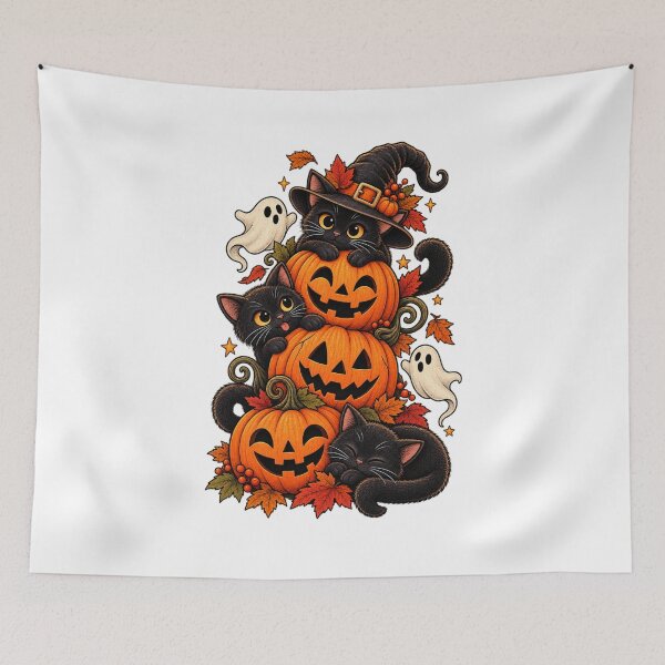 Item preview, Spooky Cute Black Cats and Pumpkin Stack designed and sold by Livanty.