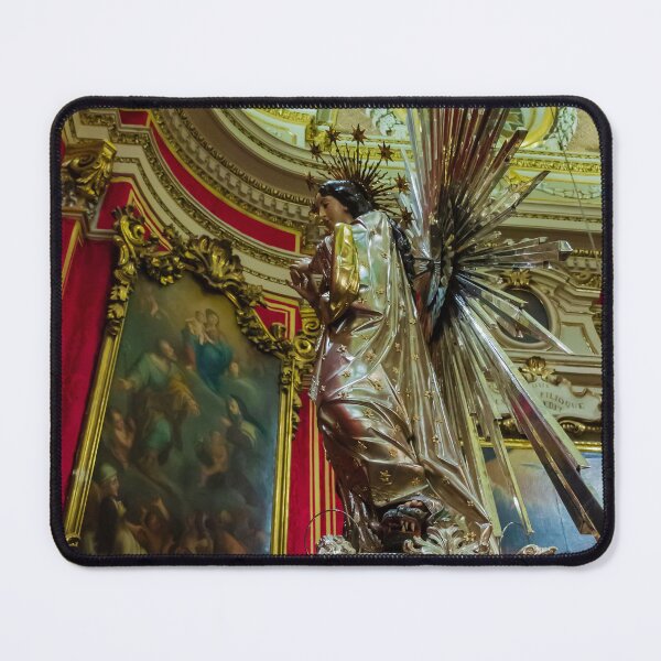 Item preview, Elegant Angel Statue in Ornate Church Interior With Gold Detailing and Dramatic Silver Sculpture designed and sold by Nmallia.