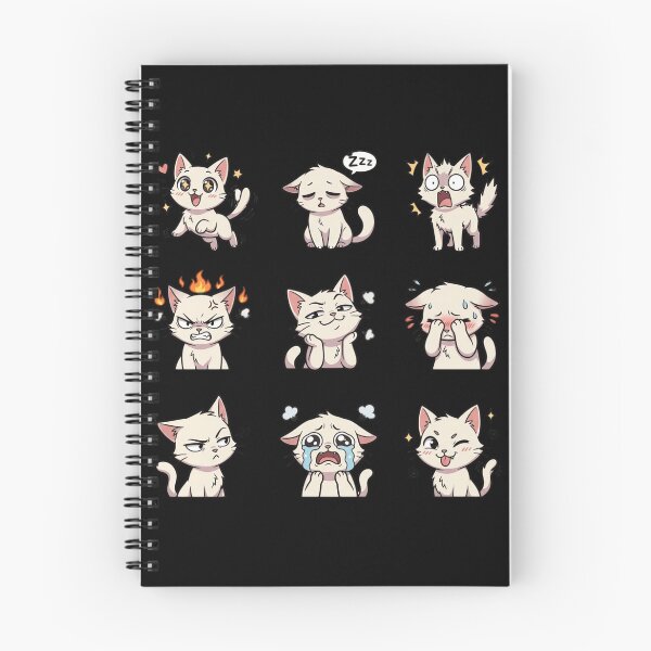 Item preview, Funny White Cat Moods Kawaii Anime Emotes Sticker Pack designed and sold by mood-draftsman.
