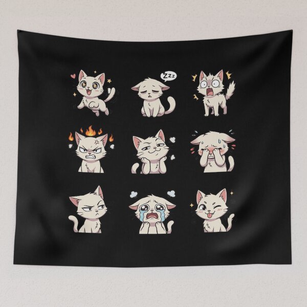 Item preview, Funny White Cat Moods Kawaii Anime Emotes Sticker Pack designed and sold by mood-draftsman.