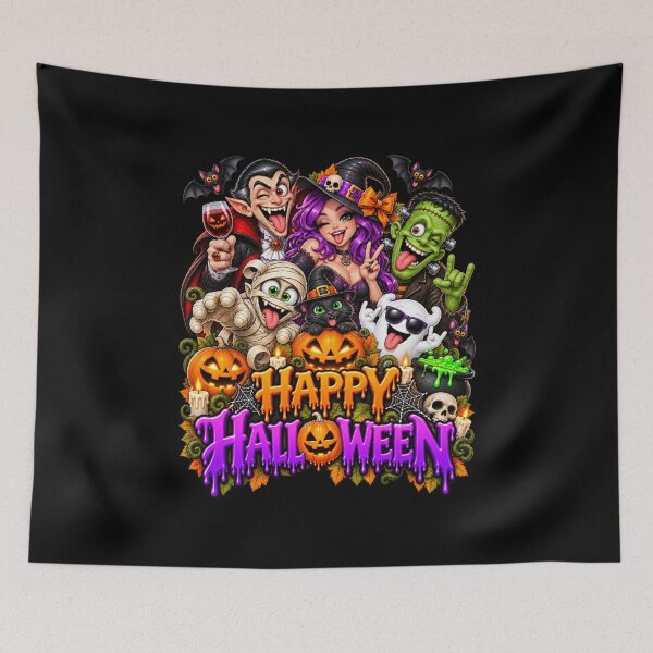 Item preview, Happy Halloween! Witch, Vampire, Cat, Mummy, Pumpkin designed and sold by Innsbrucker.