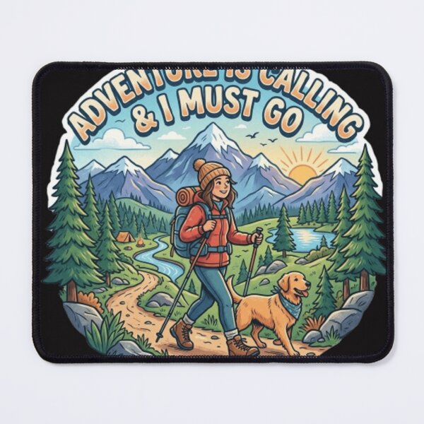 Item preview, Adventure Is Calling & I Must Go | Hiking & Camping Sticker Design designed and sold by DKtrending.