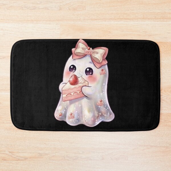 Item preview, Cute Kawaii Ghost Eating a Strawberry Shortcake Slice Design / Halloween / Birthday / Foodie / T-shirts mugs stickers phone case hardcover journal poster designed and sold by TeenLake.