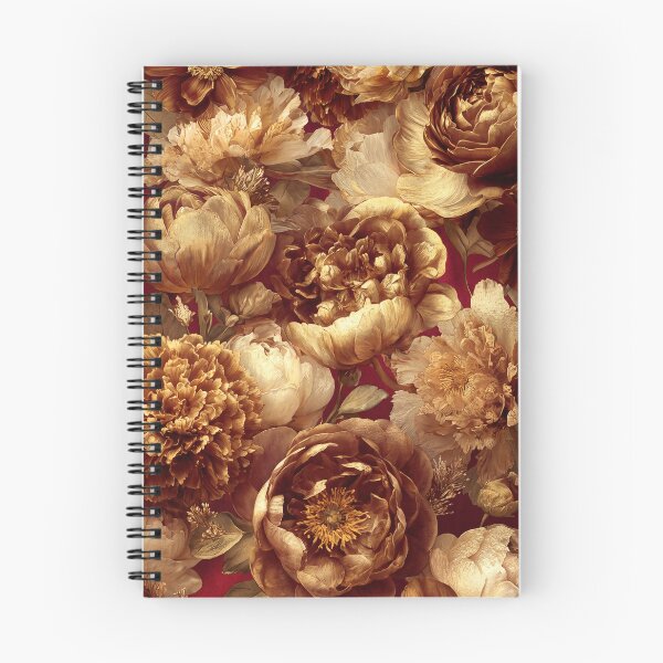 Item preview, Bronze and Gold Peonies — Baroque Floral on Oxblood designed and sold by Bodique.