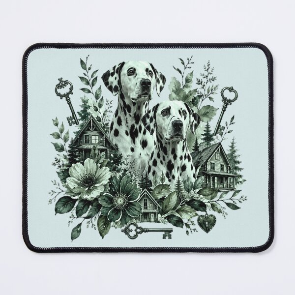 Item preview, Forest Green Dalmatian Dogs Vintage Art designed and sold by the artedivino.