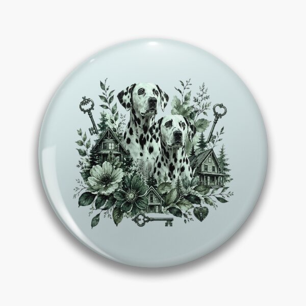 Item preview, Forest Green Dalmatian Dogs Vintage Art designed and sold by the artedivino.