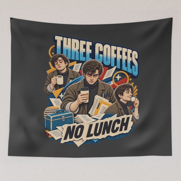 Item preview, Three Coffees No Lunch, Crochet Style Office Worker Humor designed and sold by AmiGraph.
