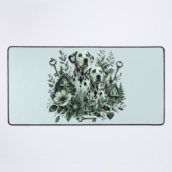 Item preview, Forest Green Dalmatian Dogs Vintage Art designed and sold by the artedivino.