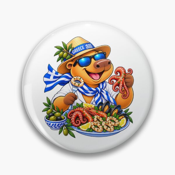Item preview, Cute Greece Capybara – Greek Seafood Holiday Adventure designed and sold by CapybaraTravels.