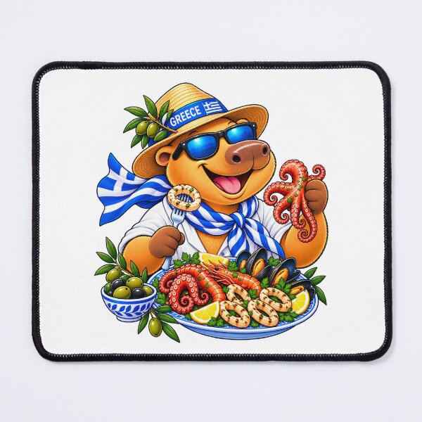 Item preview, Cute Greece Capybara – Greek Seafood Holiday Adventure designed and sold by CapybaraTravels.