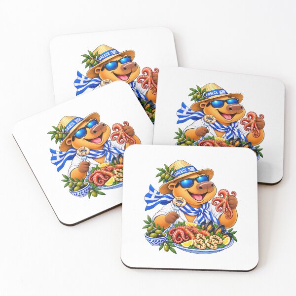 Item preview, Cute Greece Capybara – Greek Seafood Holiday Adventure designed and sold by CapybaraTravels.