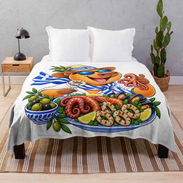 Item preview, Cute Greece Capybara – Greek Seafood Holiday Adventure designed and sold by CapybaraTravels.