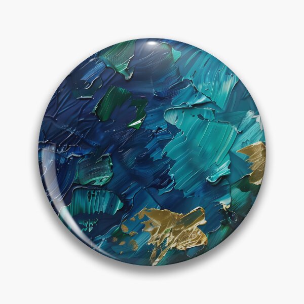 Item preview, Abstract spatula technique in navy blue, emerald and gold designed and sold by Artdavesalzburg.