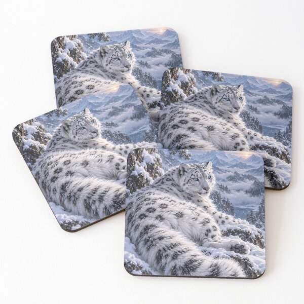 Item preview, Snow Leopard in Snowy Mountains – Blue-Eyed Wildlife Portrait designed and sold by ManJiangHong.